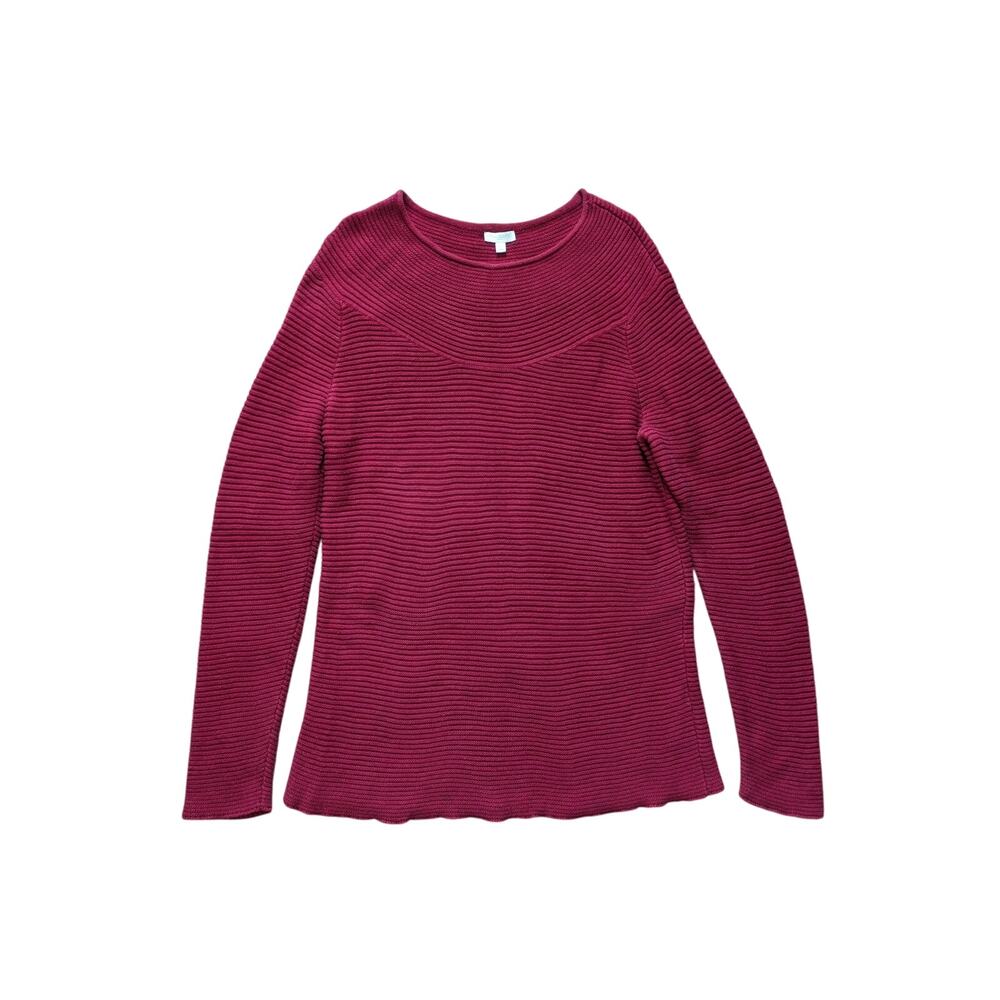 Talbots Sweater Roll Neck Womens L Red Cotton Ribbed Mature Old Money Minimalist